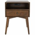 Safavieh Scully Nightstand with USB, Medium Oak & Antique Gold NST6408C